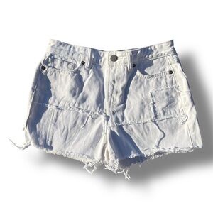 Allsaints White Distressed Denim Cutoff Mini Shorts Size 26